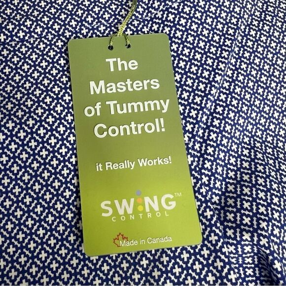 NWT Swing Control Masters Tummy Control Maria Blue Geometric Golf Shorts Size 8 - Picture 5 of 12